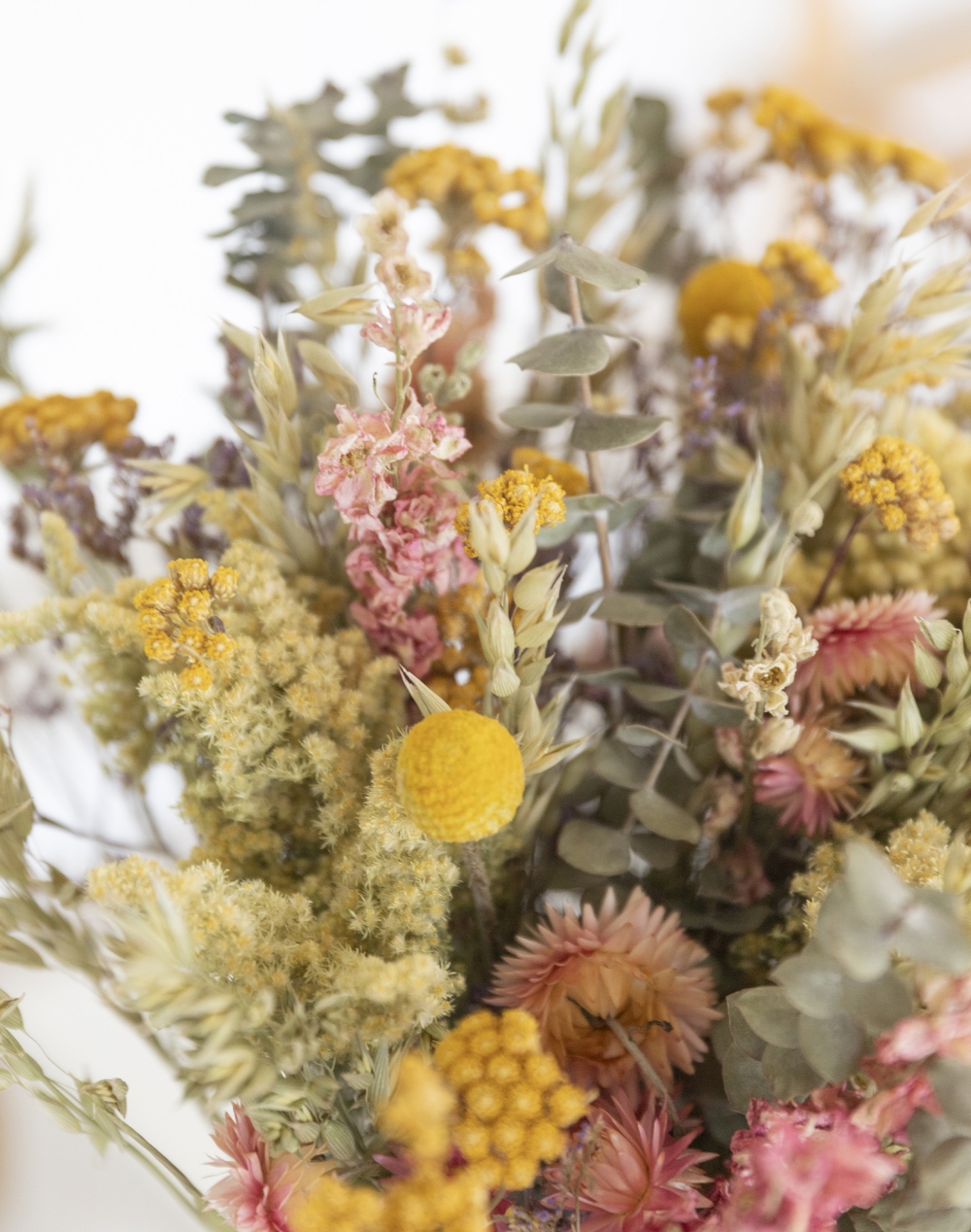 Rose et Jaune - Bouquet de fleurs séchées