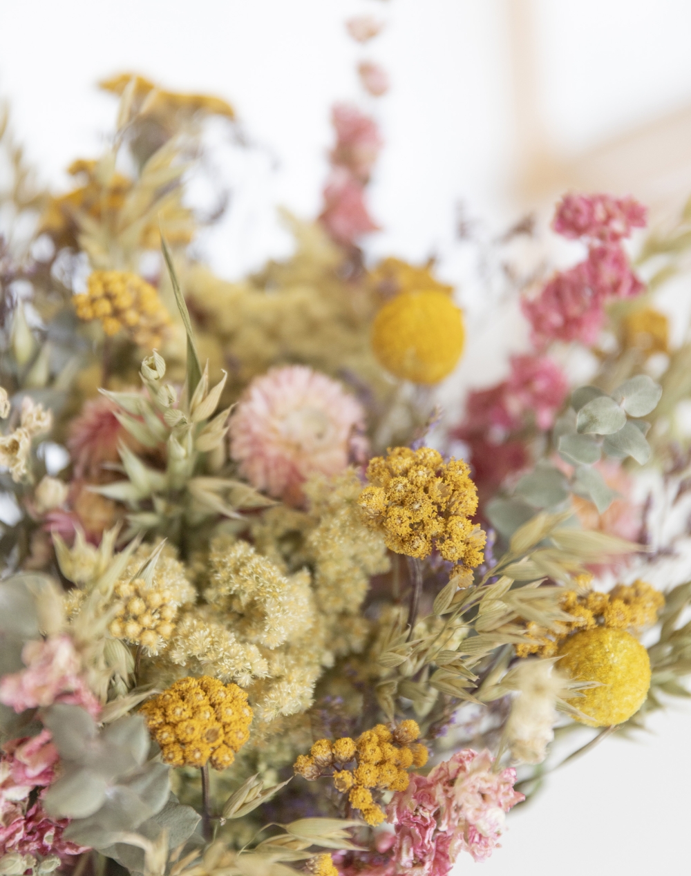 Rose et Jaune - Bouquet de fleurs séchées