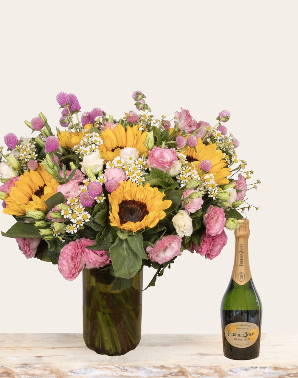 Duo Fleurs et Champagne Perrier-Jouët