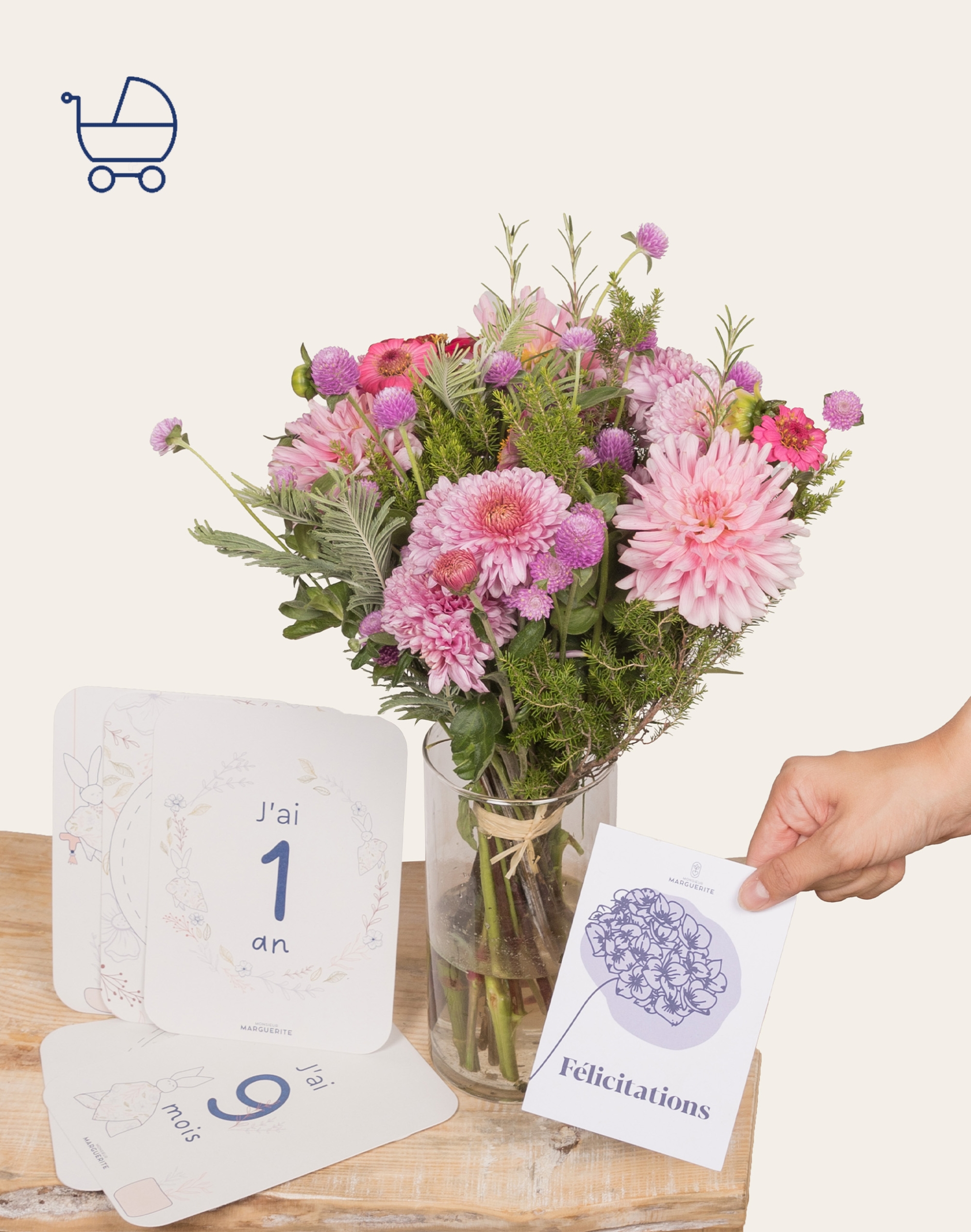 Pack Naissance - Bouquet de fleurs de saison