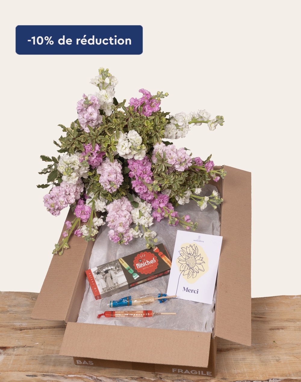 Pack Remerciements : Bouquet de Giroflées