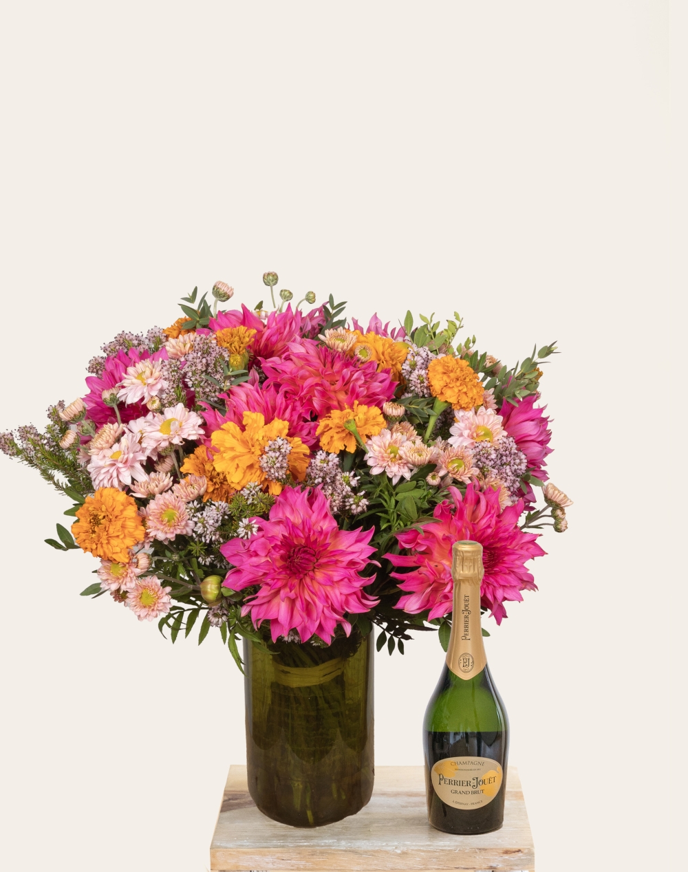 Duo Fleurs et Champagne Perrier-Jouët