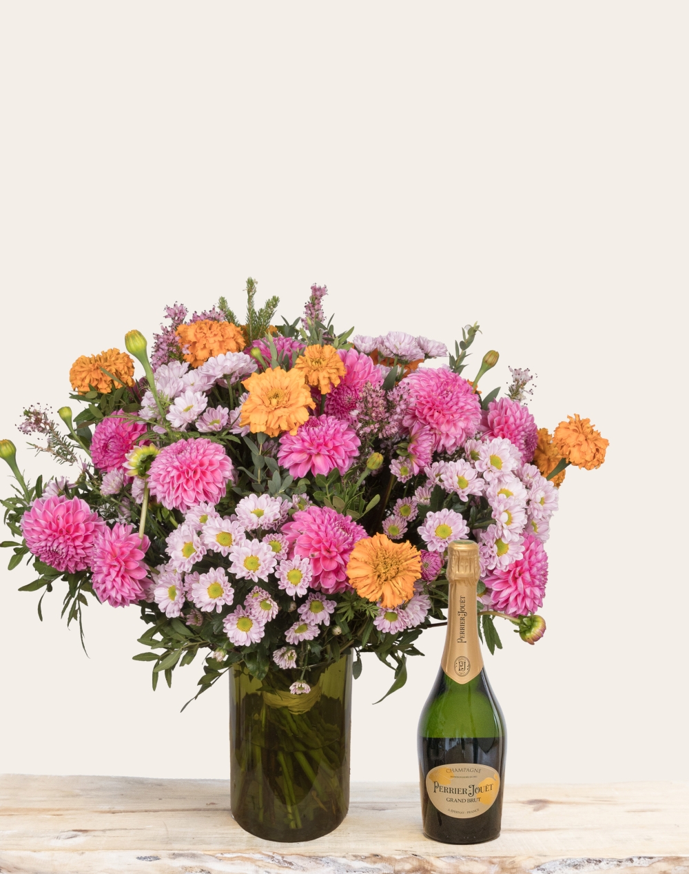 Duo Fleurs et Champagne Perrier-Jouët