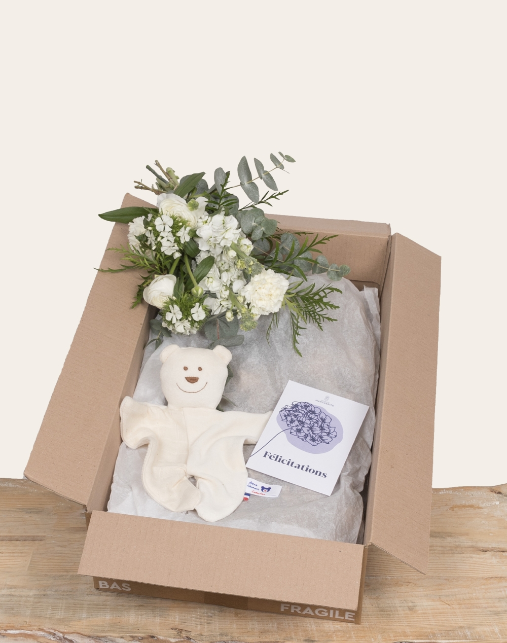 Pack Naissance - Petit bouquet de saison blanc