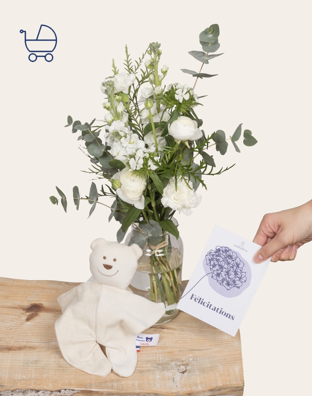 Pack Naissance - Petit bouquet de saison blanc