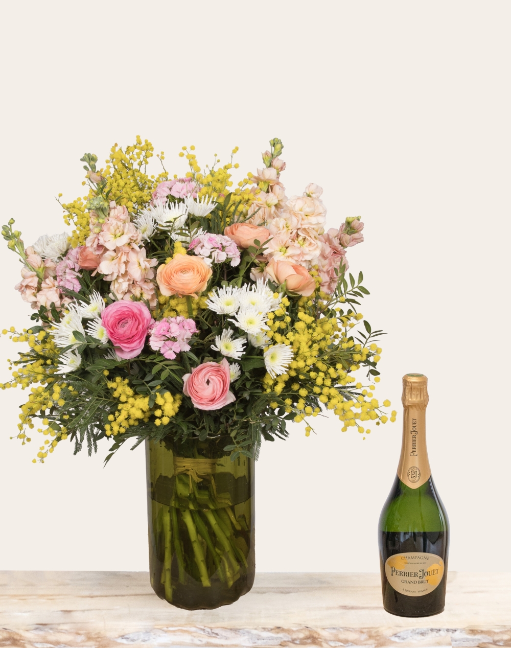 Duo Fleurs et Champagne Perrier-Jouët