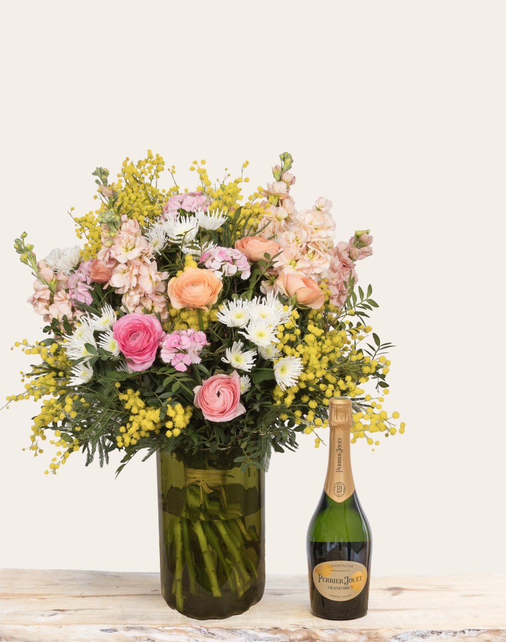 Duo Fleurs et Champagne Perrier-Jouët