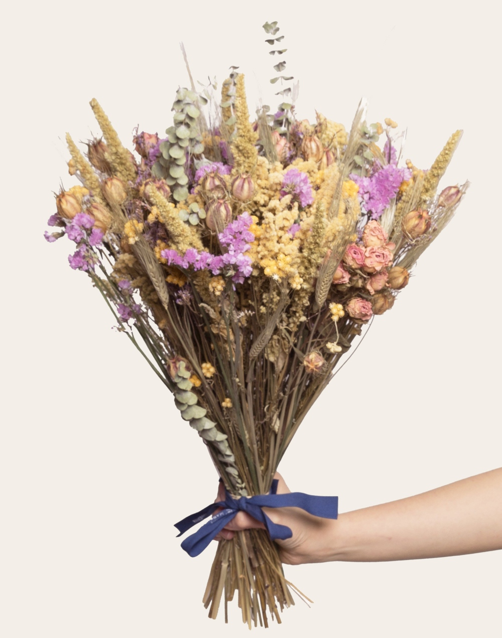 Rose et Jaune - Bouquet de fleurs séchées