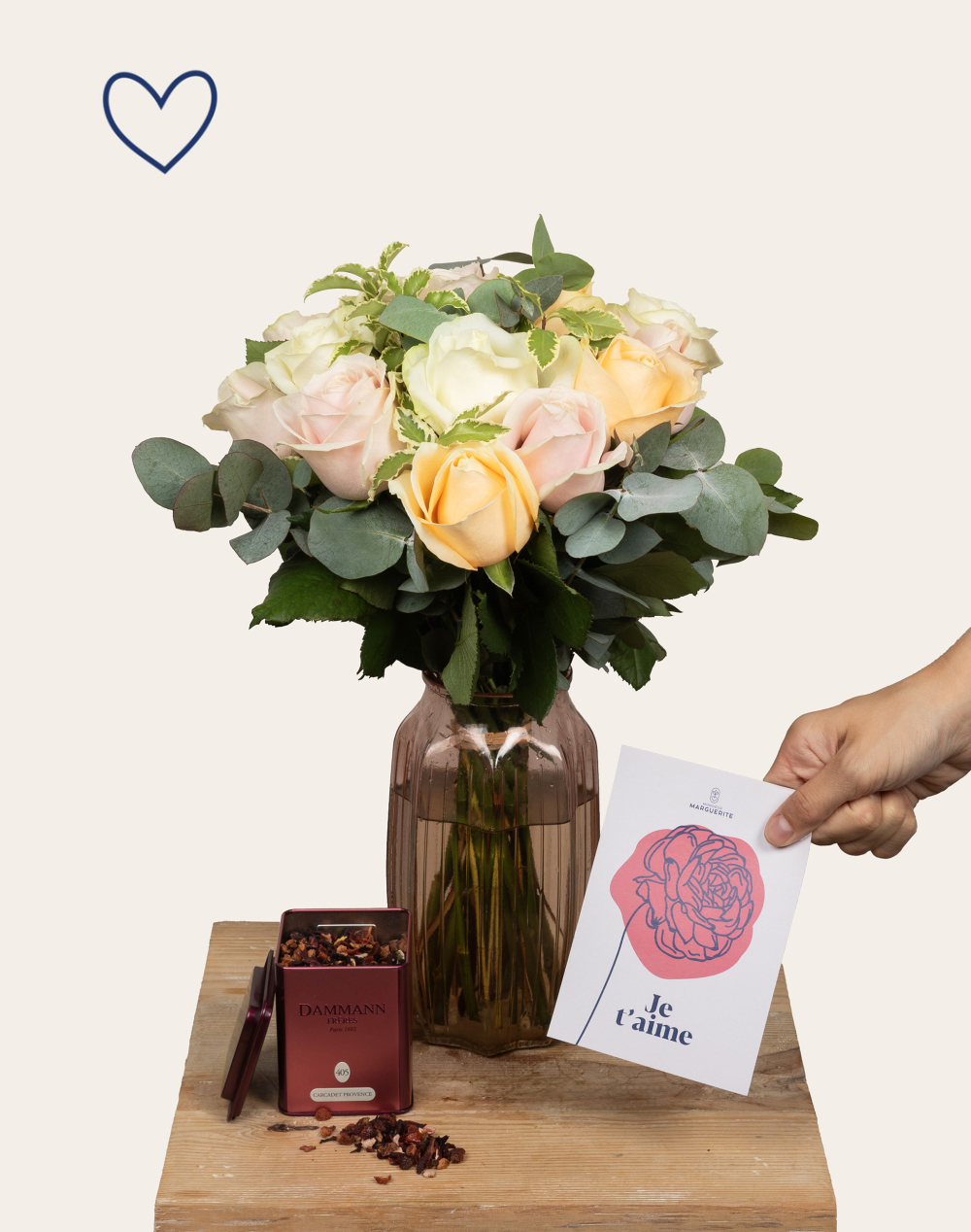 Pack Amour - Bouquet de Roses multicolores
