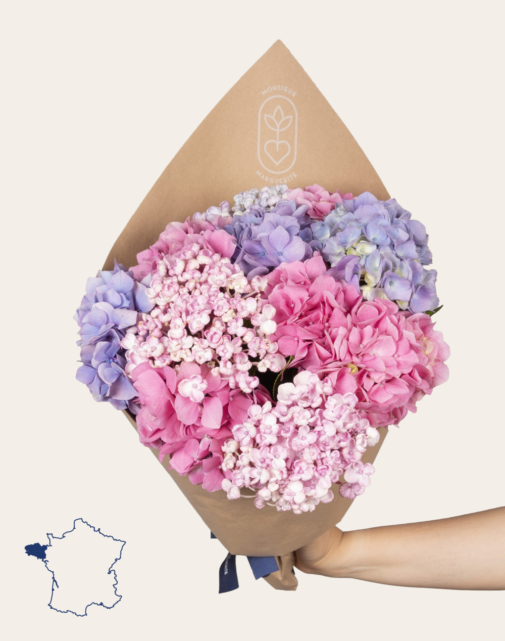 Bouquet camaïeu de 10 Hortensias