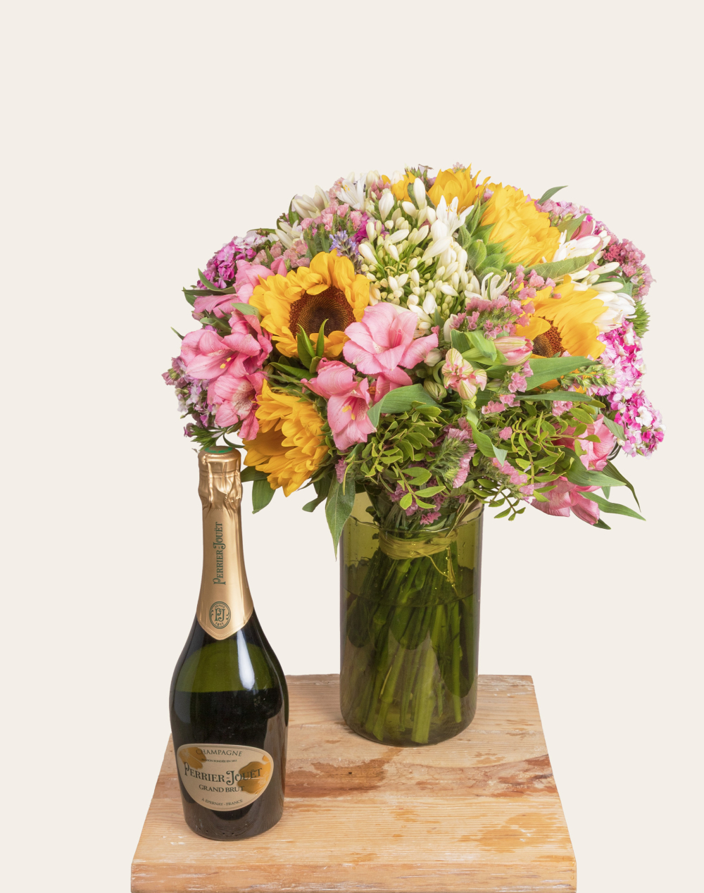 Duo Fleurs et Champagne Perrier-Jouët