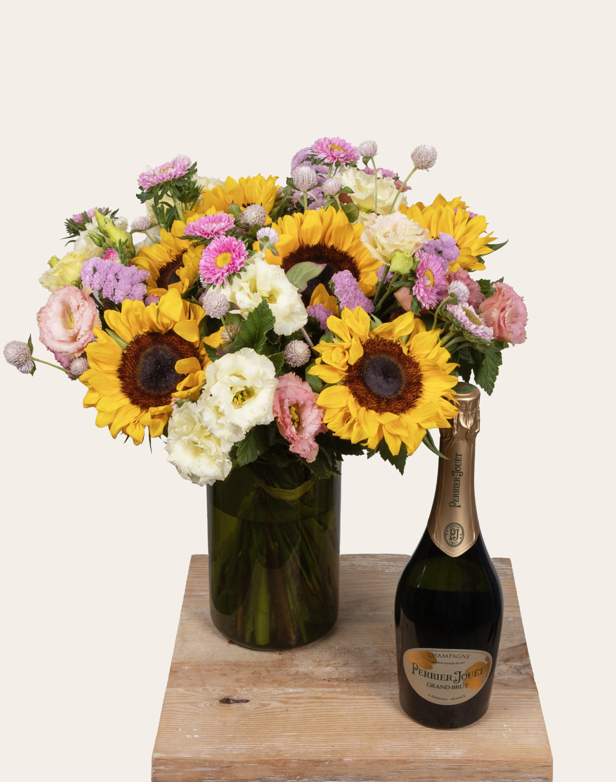 Duo Fleurs et Champagne Perrier-Jouët