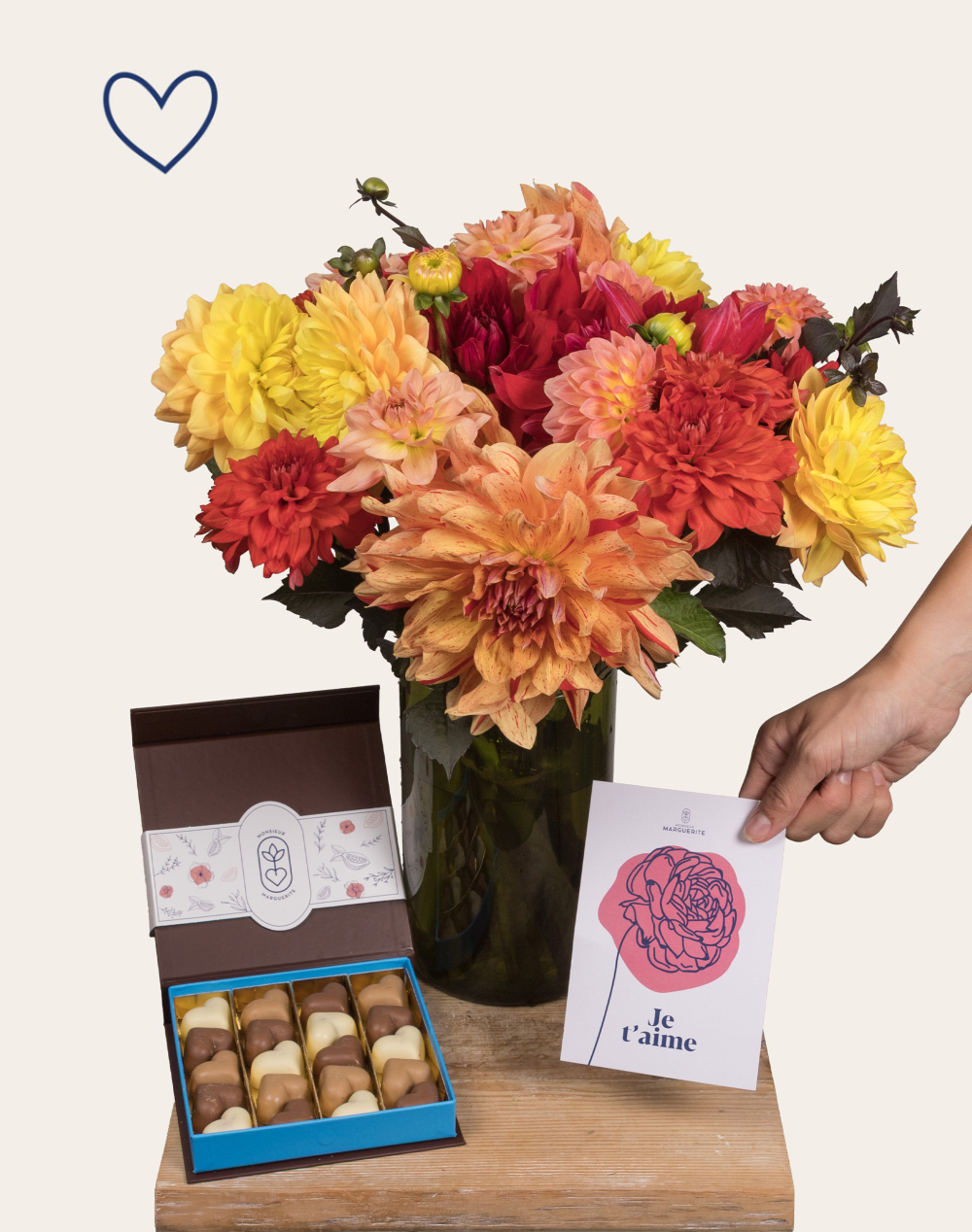 Pack Amour - Botte de Dahlias - couleurs automnales