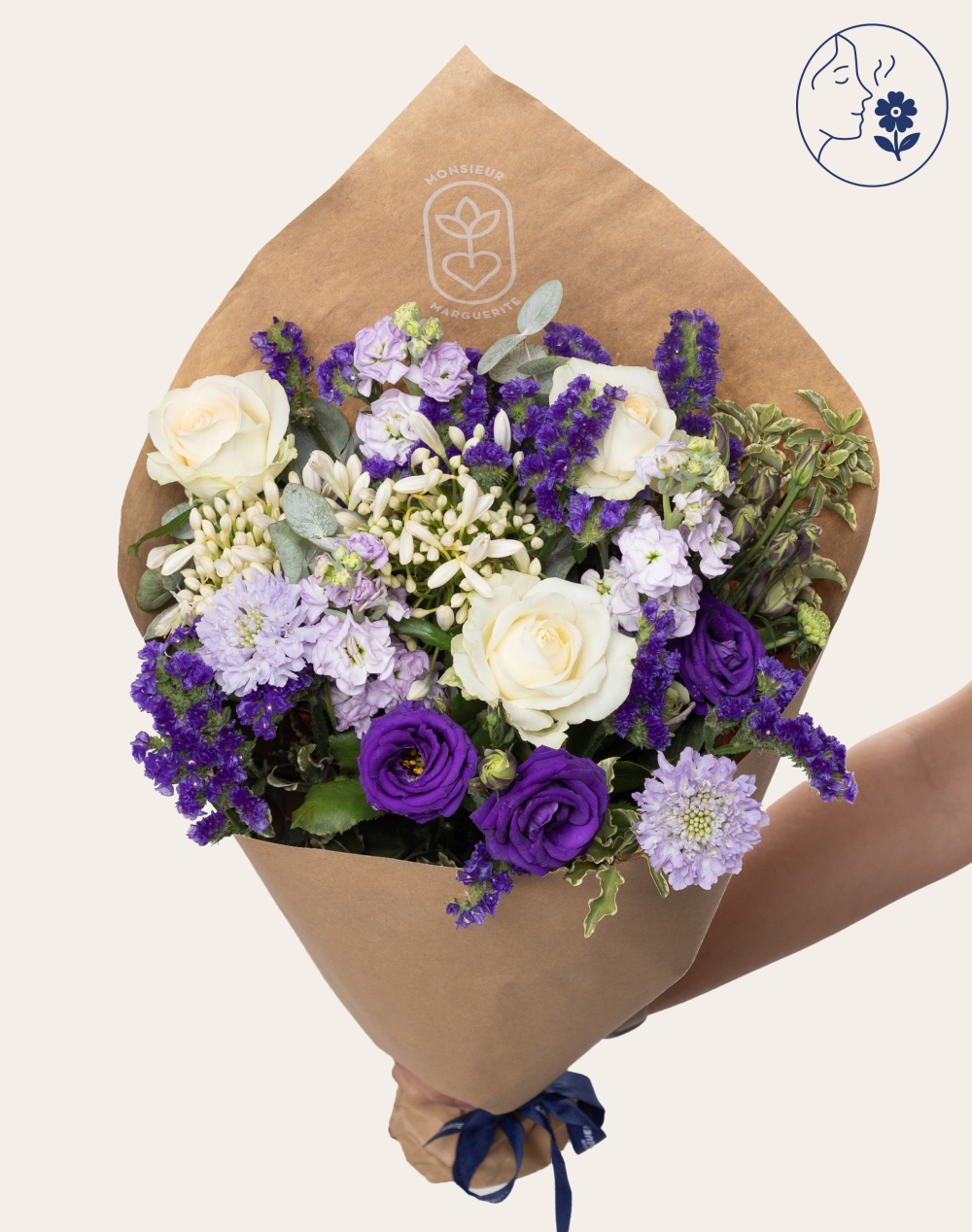 Bouquet signature - blanc et bleu