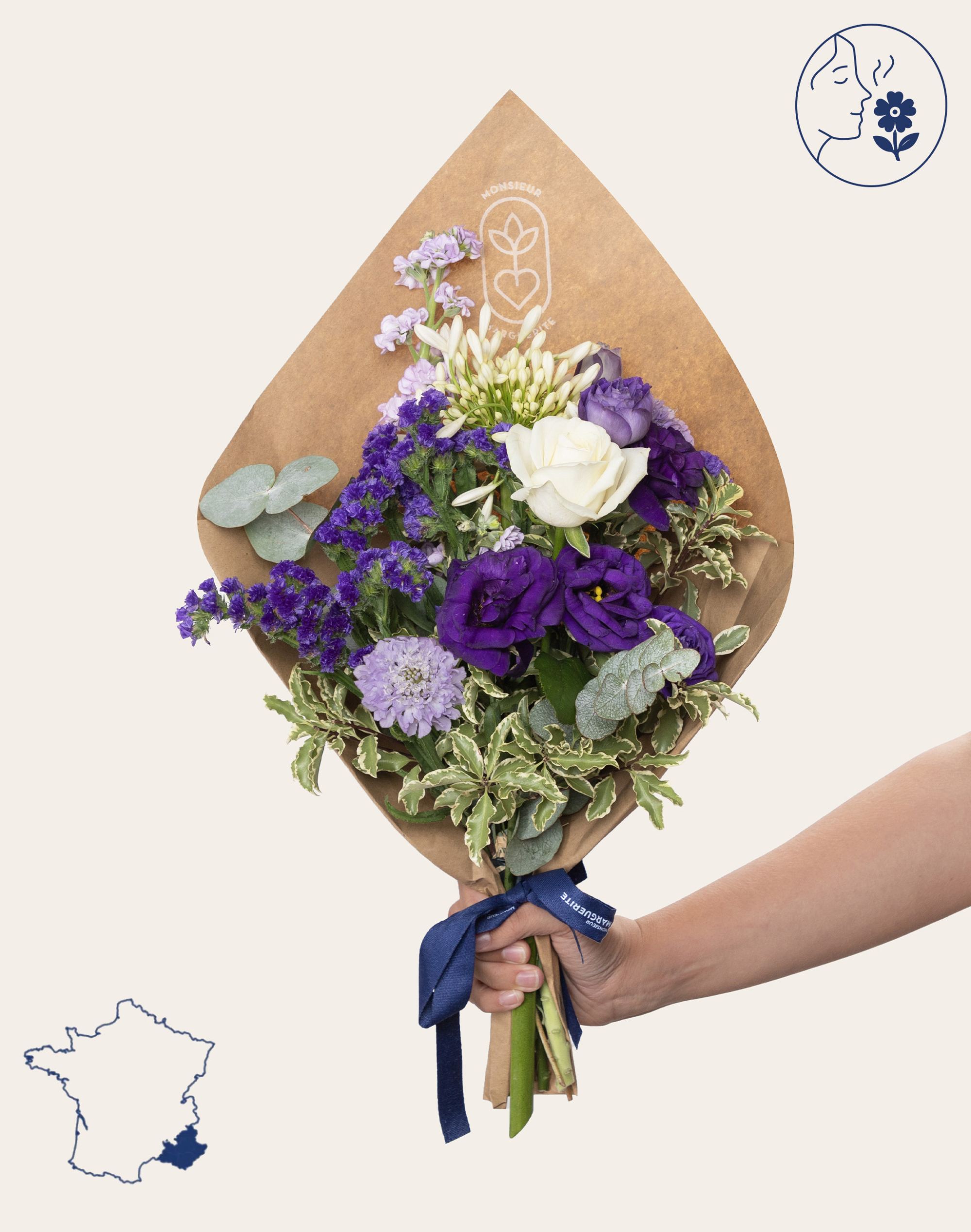 Bouquet de saison - Bleu et blanc