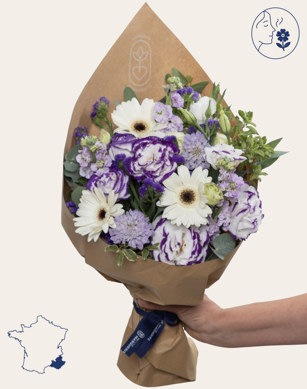 Bouquet signature - blanc et bleu