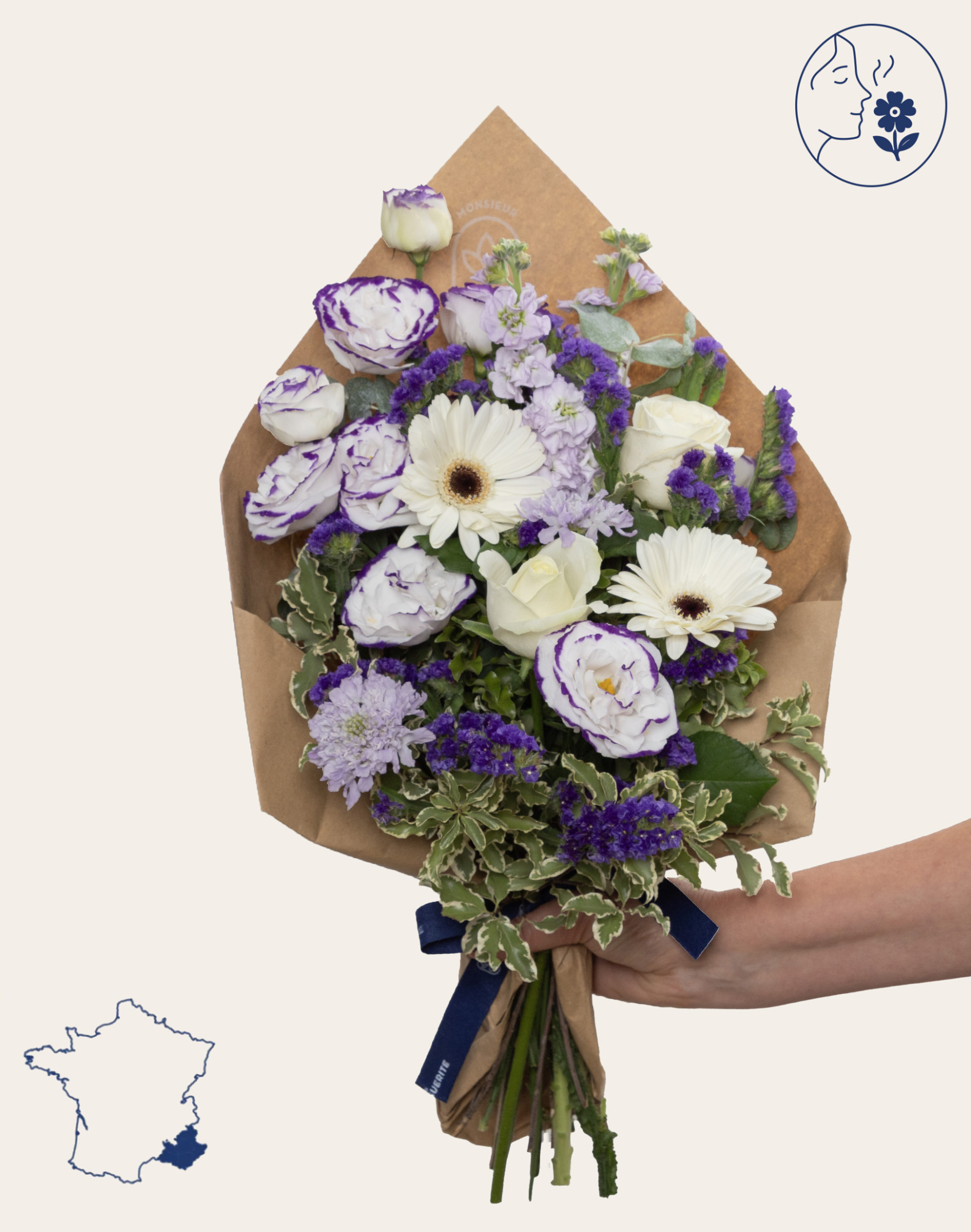 Bouquet de saison - Bleu et blanc