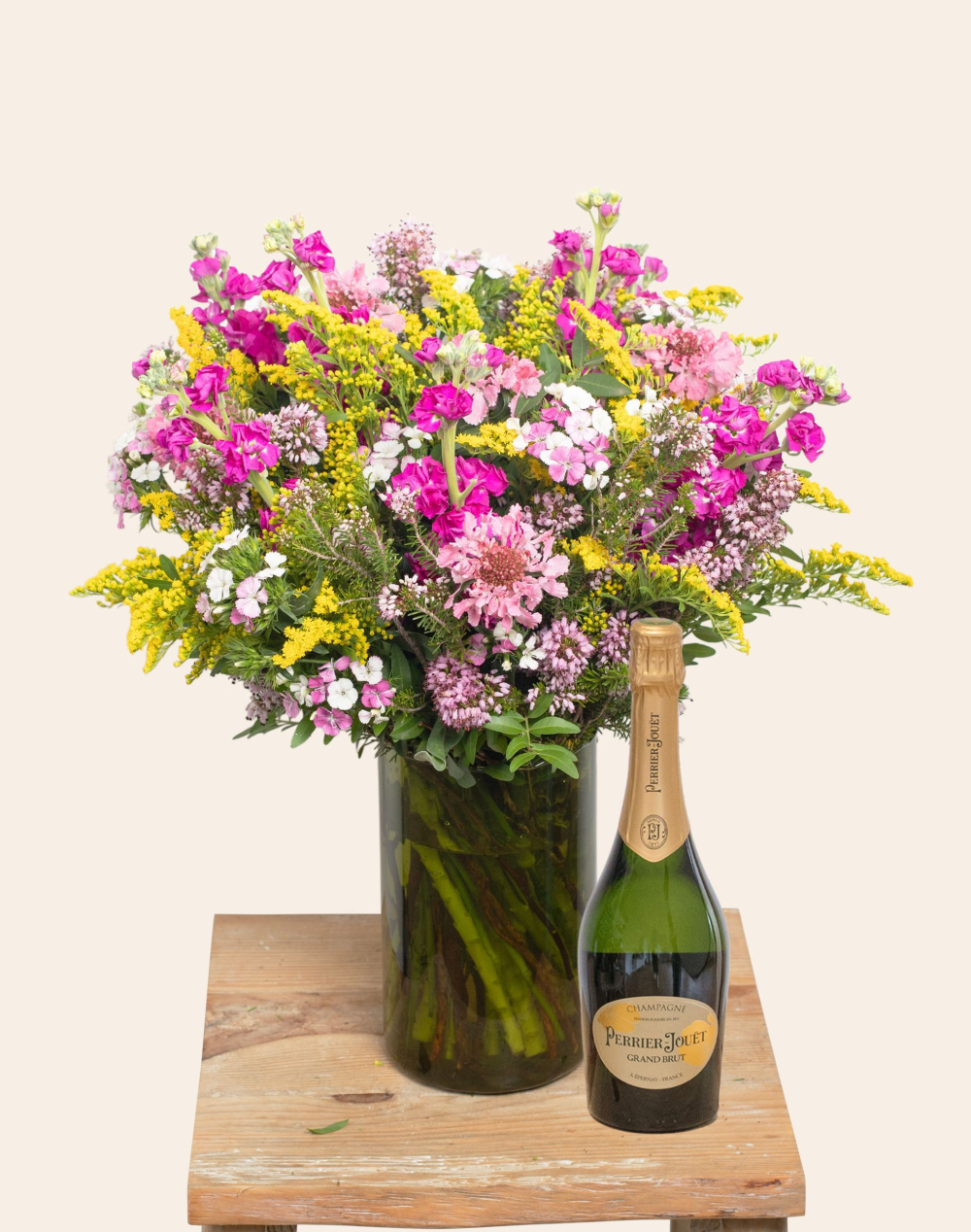 Duo Fleurs et Champagne Perrier-Jouët