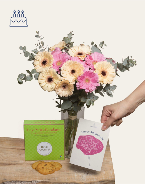 Pack Anniversaire - Bouquet de Germinis | Fleurs à domicile | Monsieur Marguerite