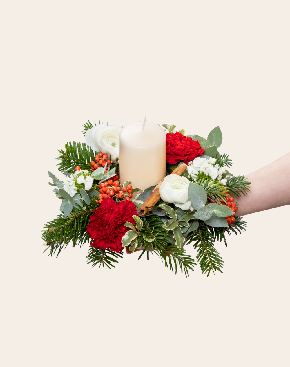 Centre de table de Noël - rouge et blanc