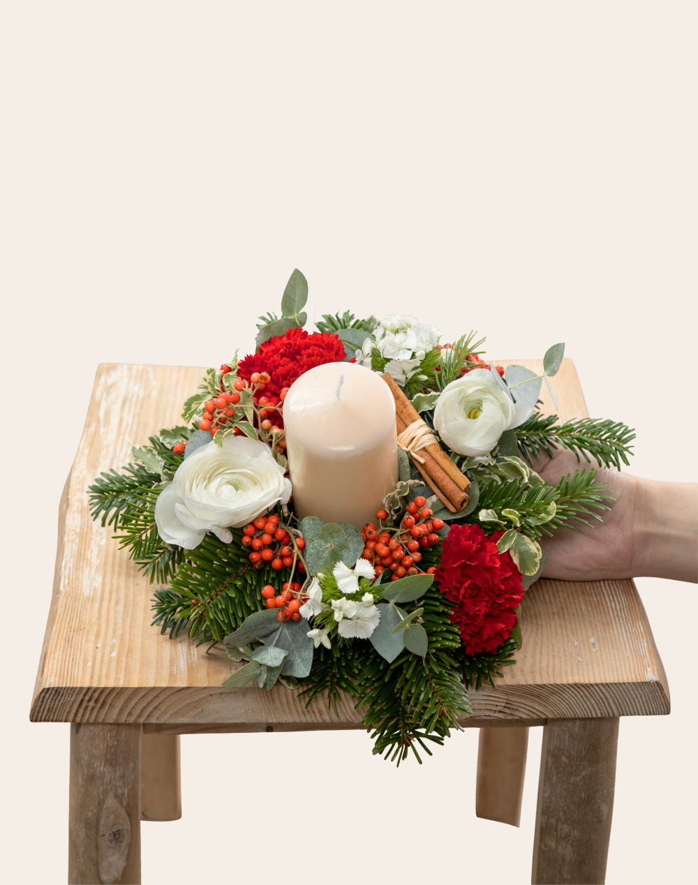 Centre de table de Noël - rouge et blanc