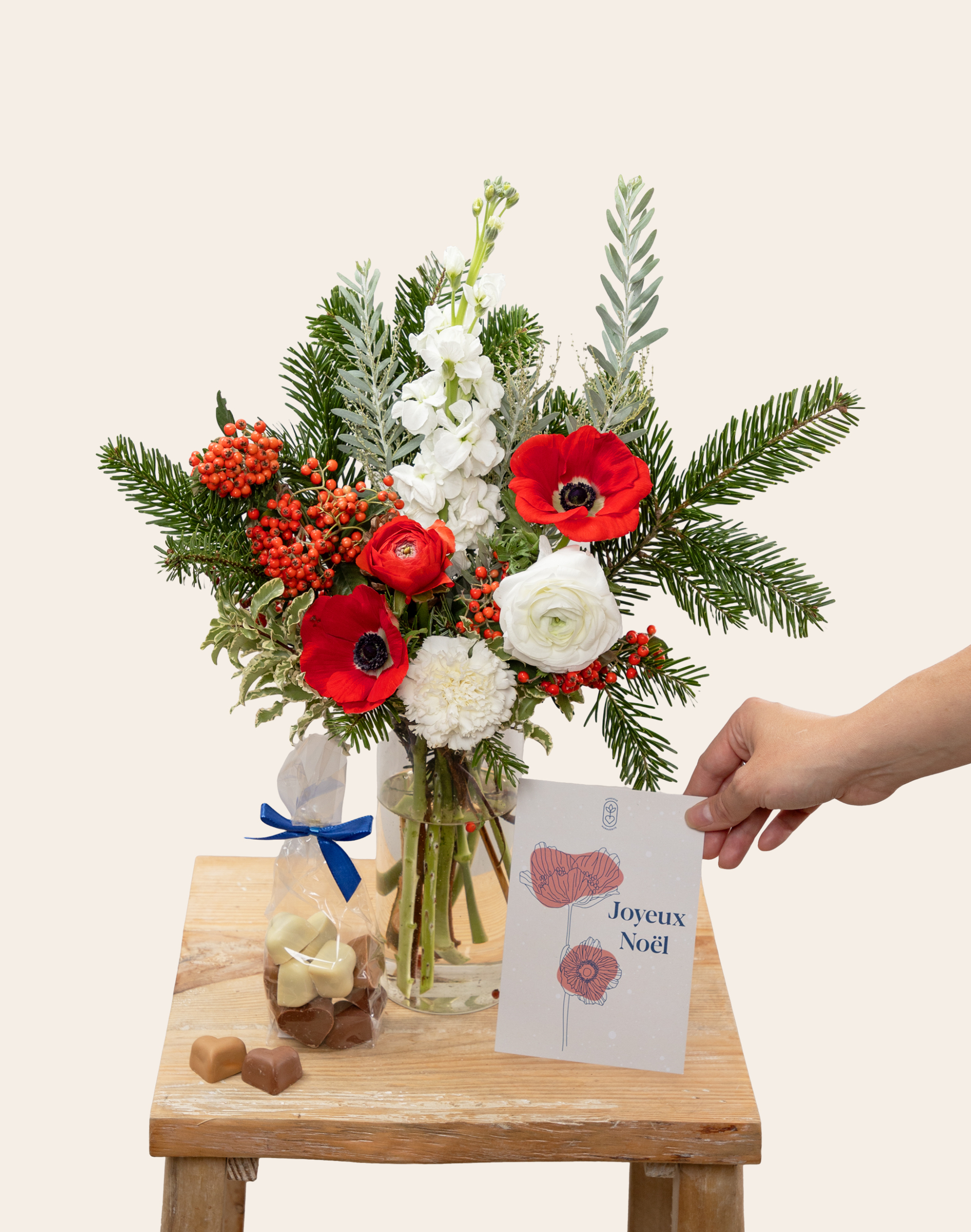 Pack Noël - Bouquet de Noël rouge et blanc