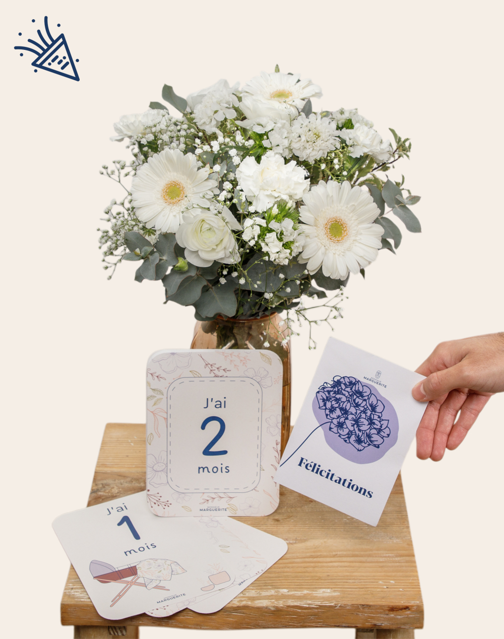 Pack Naissance - Bouquet de saison blanc
