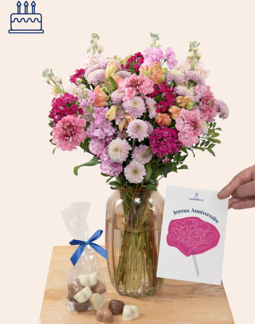 Pack Anniversaire - Bouquet de saison | Fleurs à domicile | Monsieur Marguerite