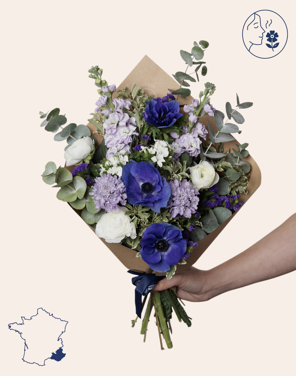 Bouquet de saison - Bleu et blanc