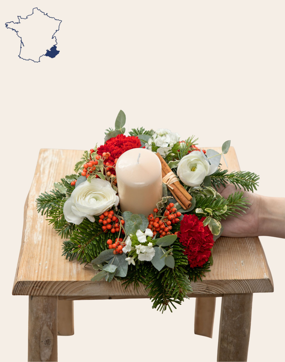 Centre de table de Noël - rouge et blanc