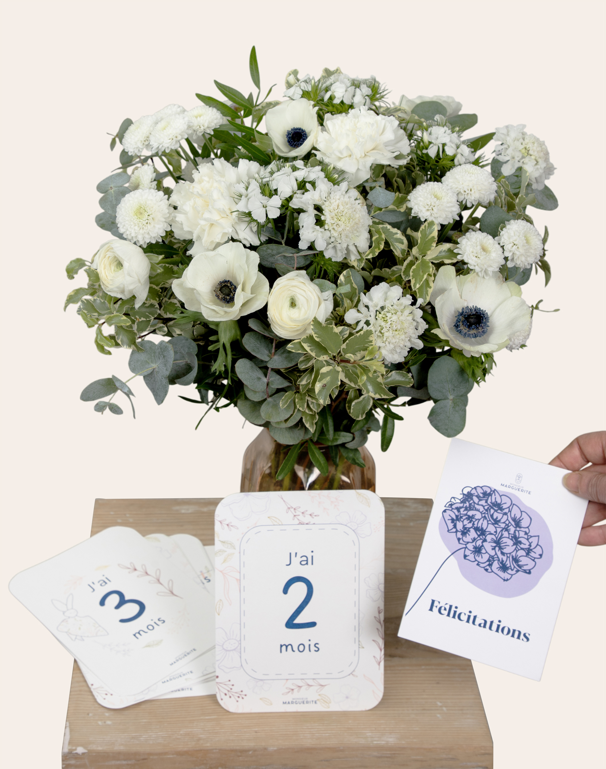 Pack Naissance - Bouquet de saison blanc