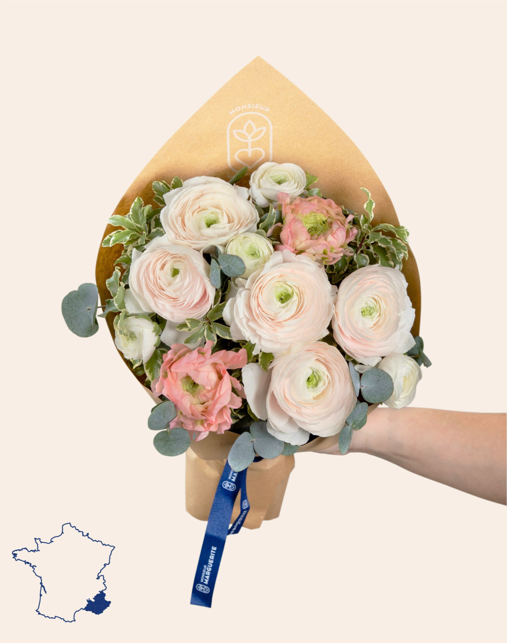 Bouquet de Renoncules - Rose et blanc