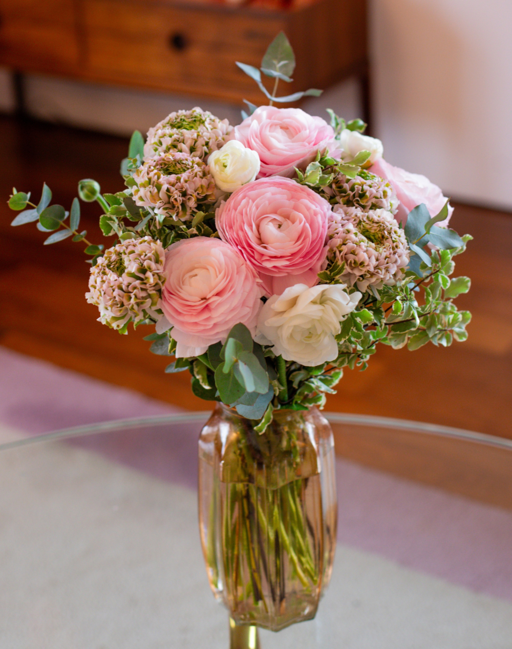 Bouquet de Renoncules - Rose et blanc