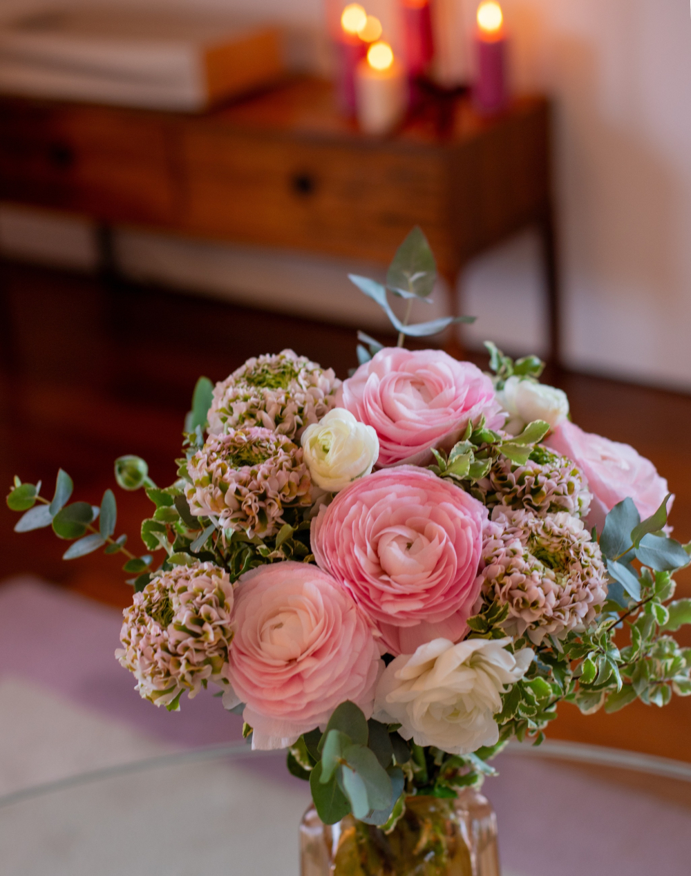 Bouquet de Renoncules - Rose et blanc