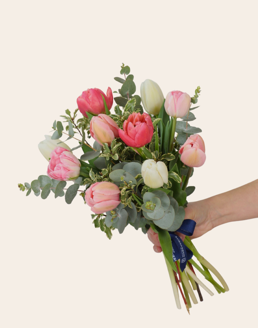 Duo de Pâques - Bouquet de Tulipes surprises et son étui d'oeufs pralinés au chocolat