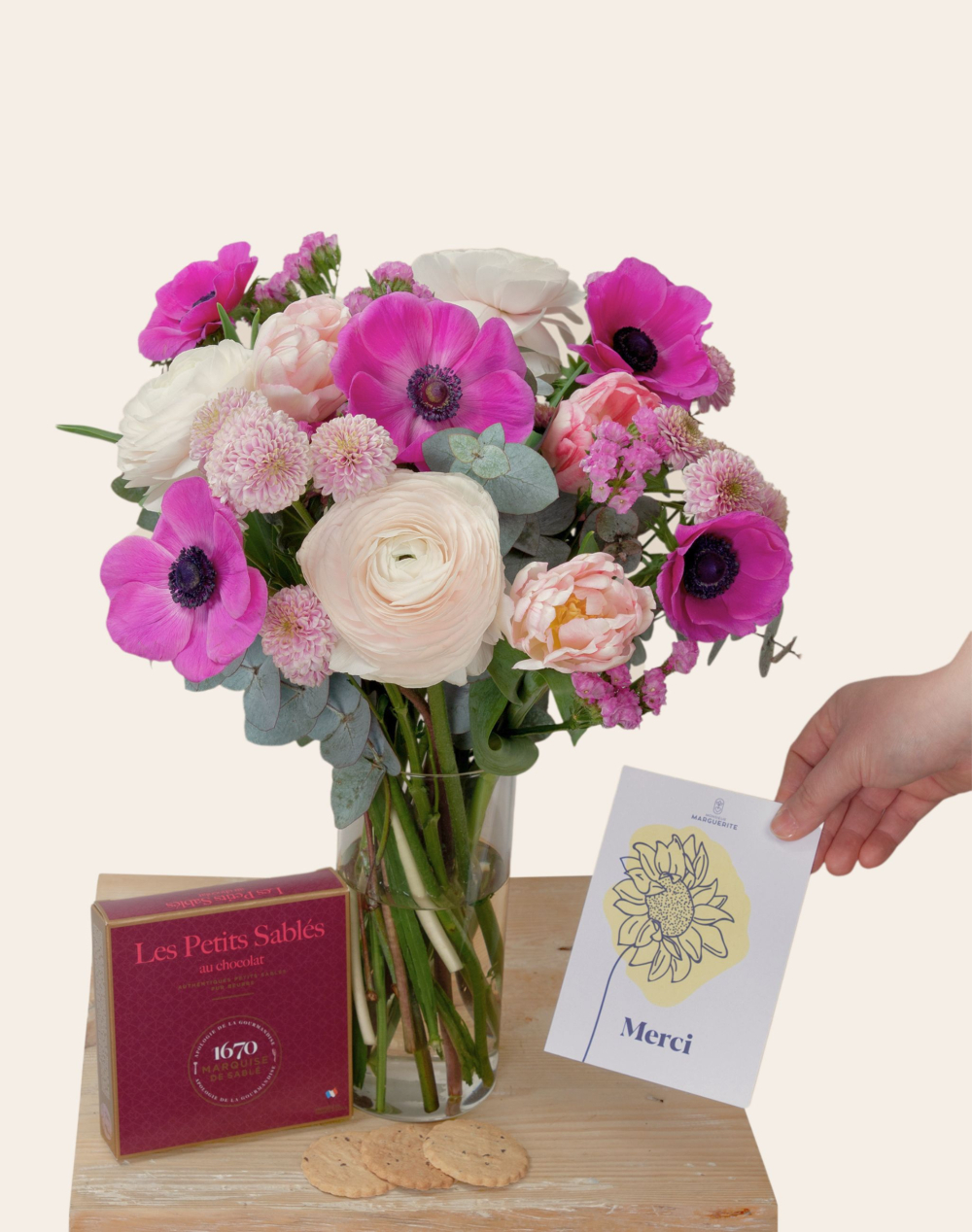 Pack Remerciement - Bouquet de saison rose