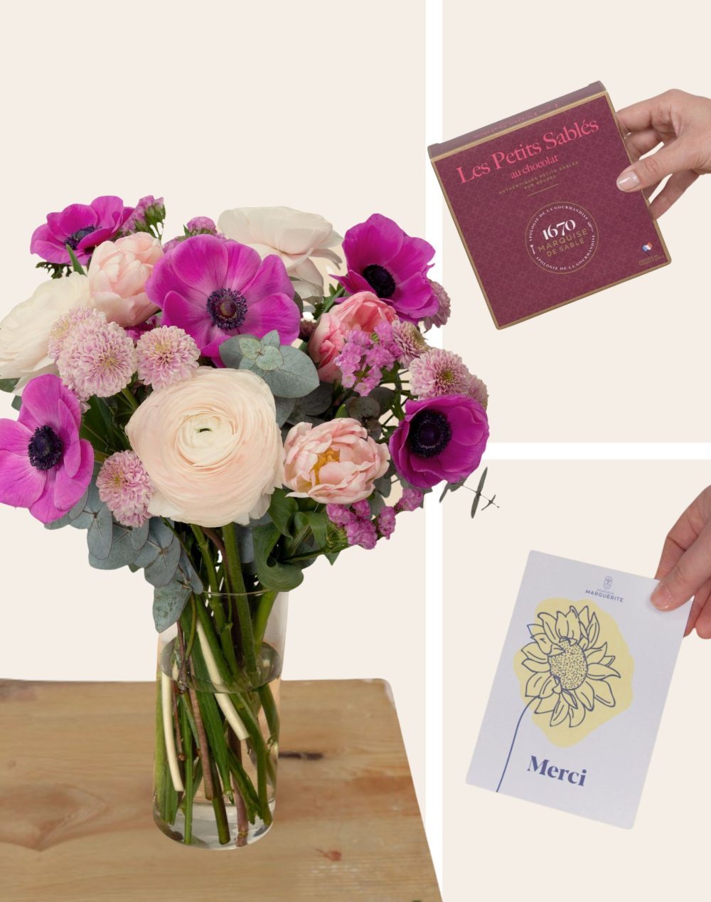 Pack Remerciement - Bouquet de saison rose