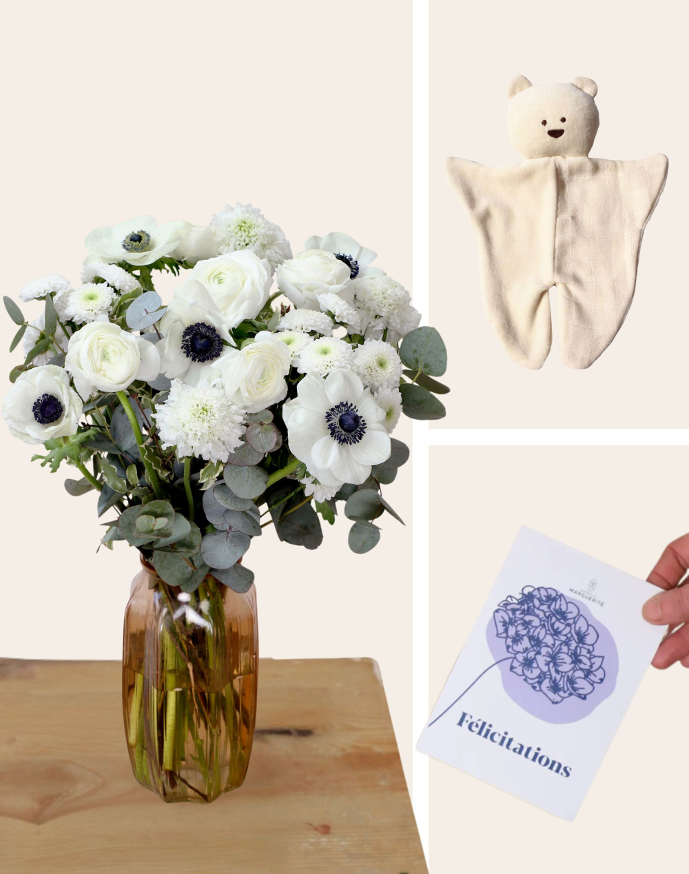 Pack Naissance - Bouquet de saison blanc
