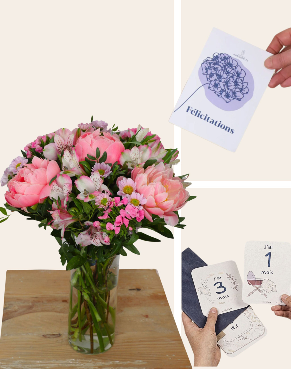 Pack Naissance - Bouquet de saison rose