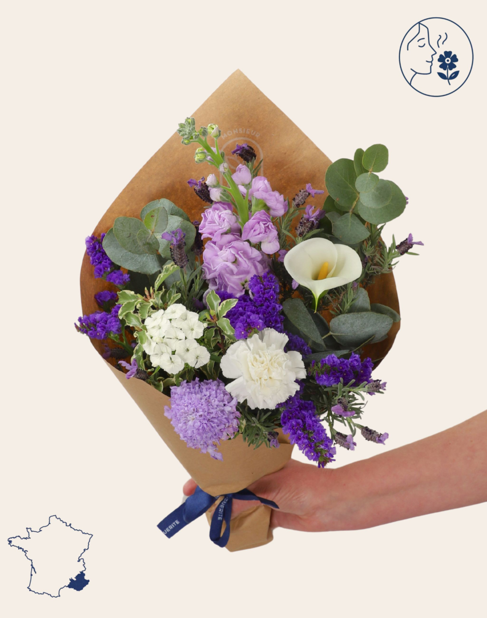 Bouquet de saison - Bleu et blanc