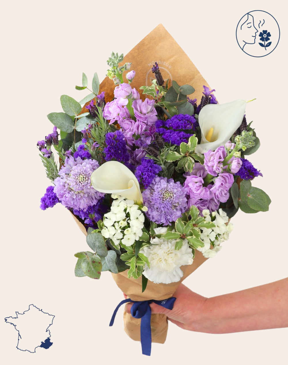 Bouquet de saison - Bleu et blanc