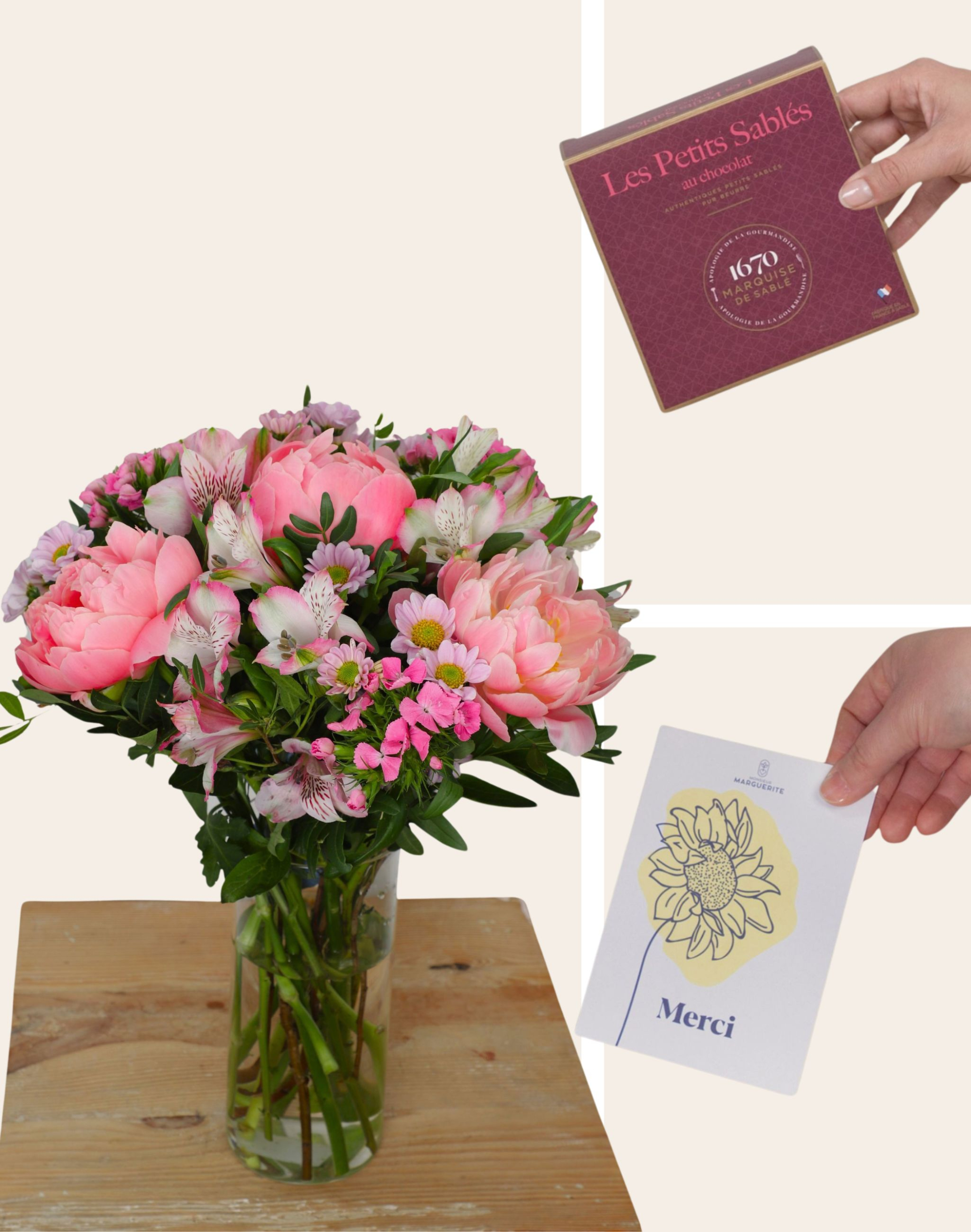 Pack Remerciement - Bouquet de saison rose