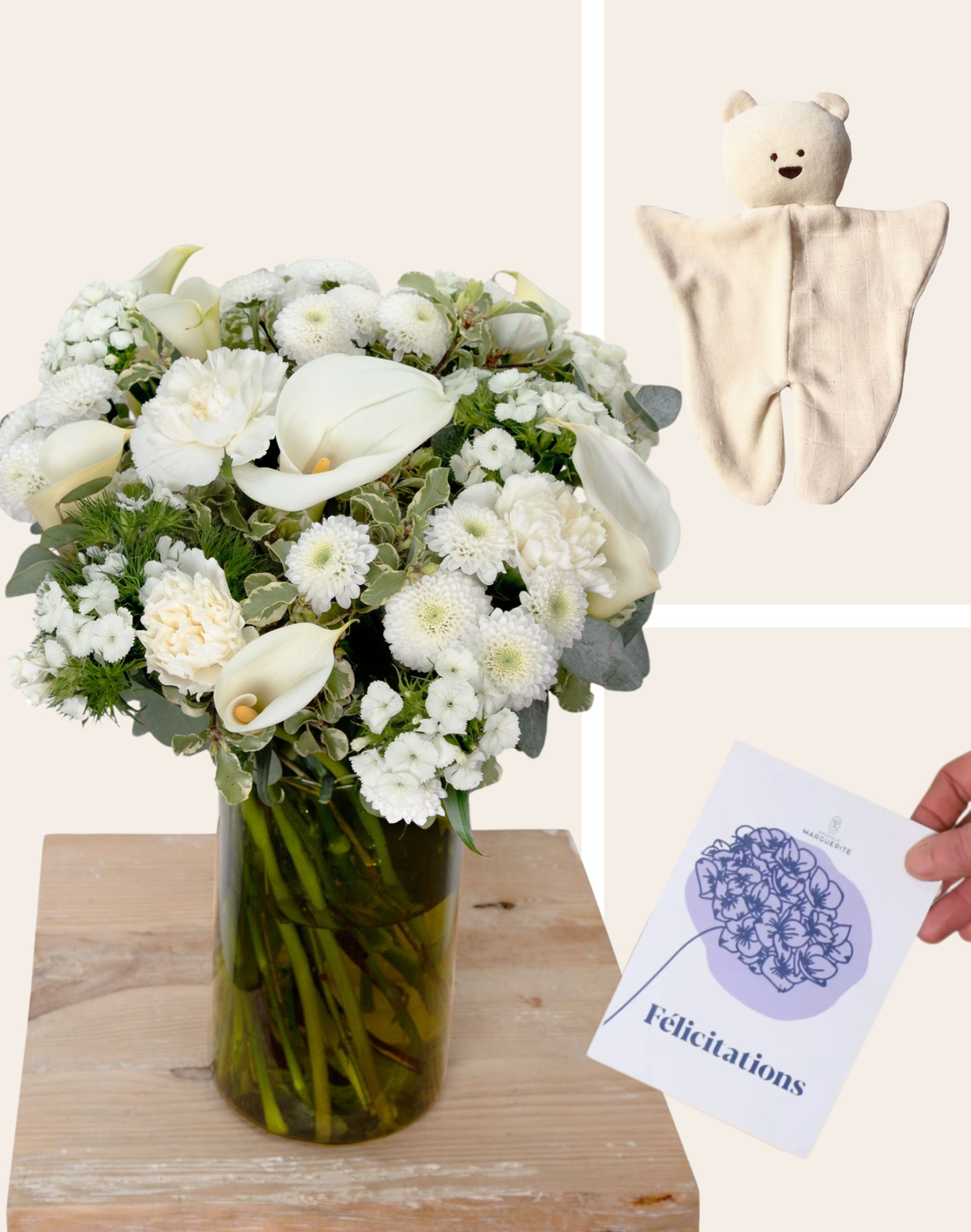 Pack Naissance - Bouquet de saison blanc