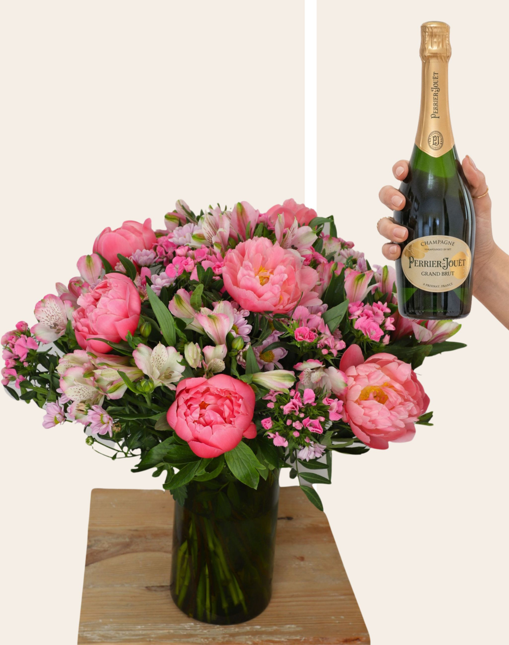 Duo Fleurs et Champagne Perrier-Jouët