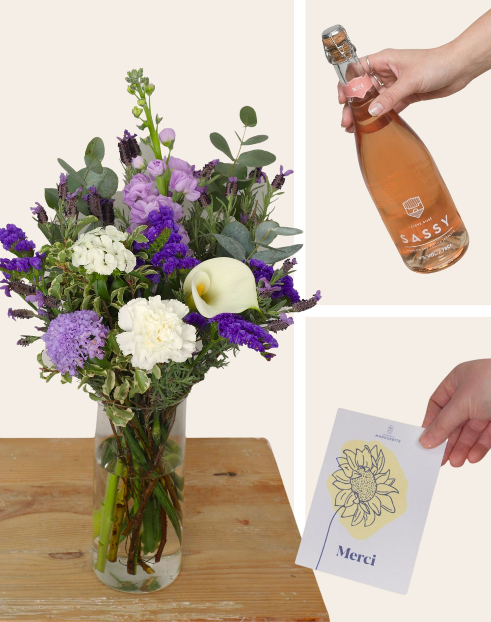 Pack remerciement - Bouquet de saison bleu et blanc