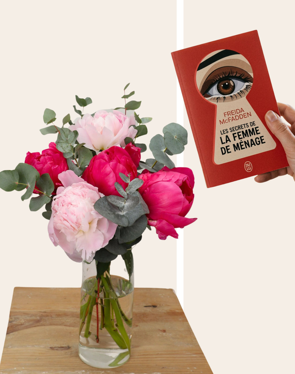 Duo - Bouquet de Pivoines et livre