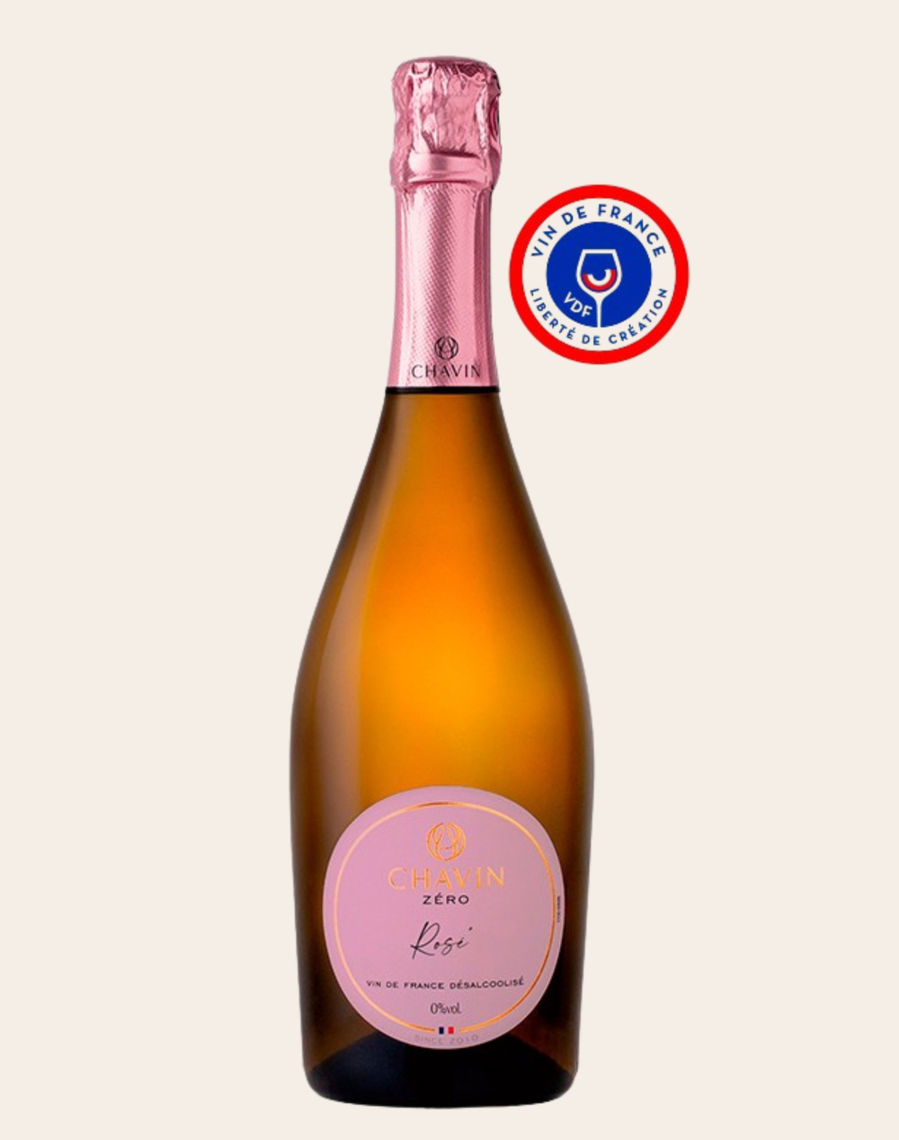 Vin de France rosé pétillant sans Alcool - Chavin