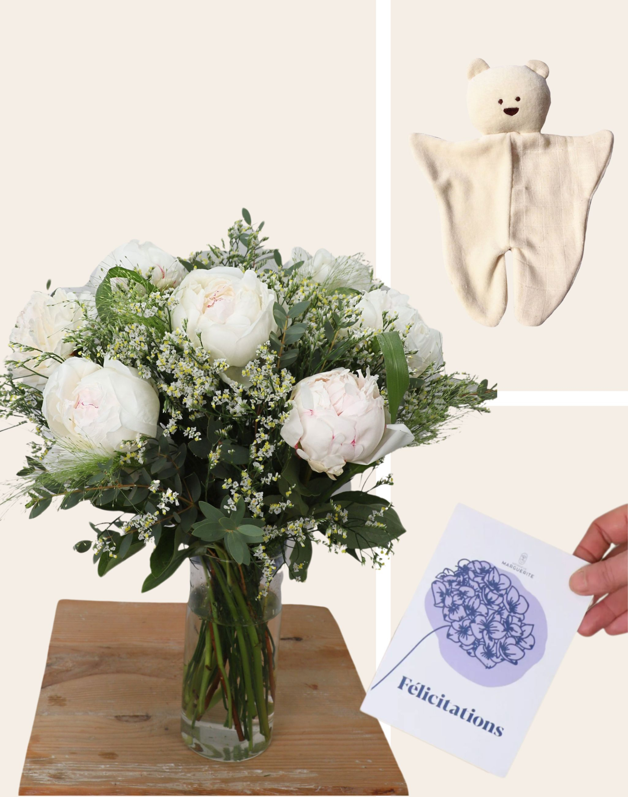 Pack Naissance - Bouquet de Pivoines blanches