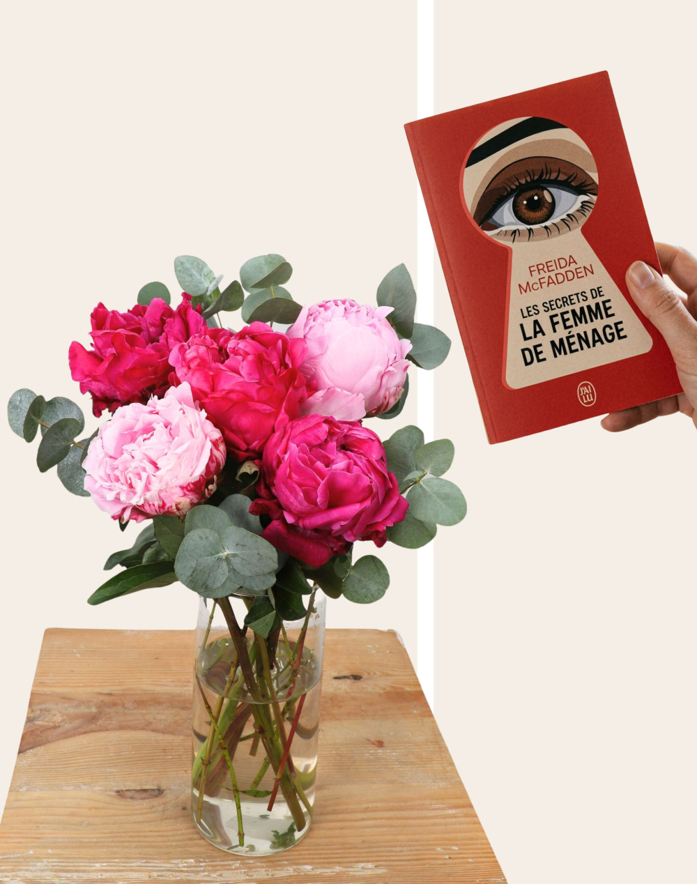 Duo - Bouquet de Pivoines et livre
