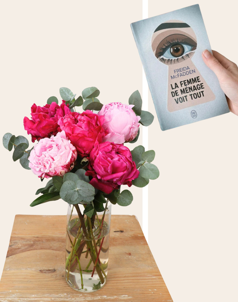 Duo - Bouquet de Pivoines et livre